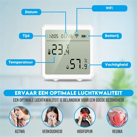 slimme vochtmeter|Looki Slimme Hygrometer Met App – Digitale .